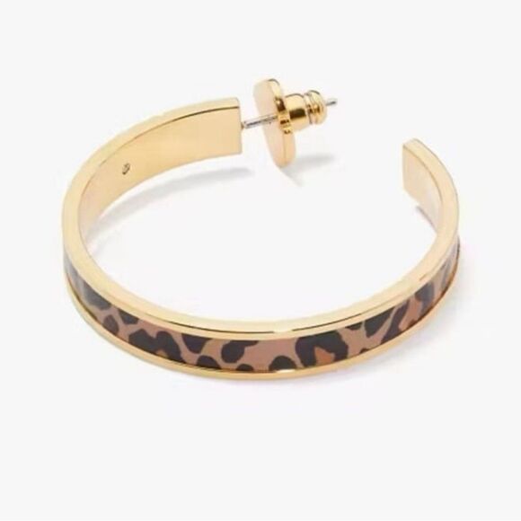 NWT Kate Spade Leopard Gold Hoops - Picture 2 of 7